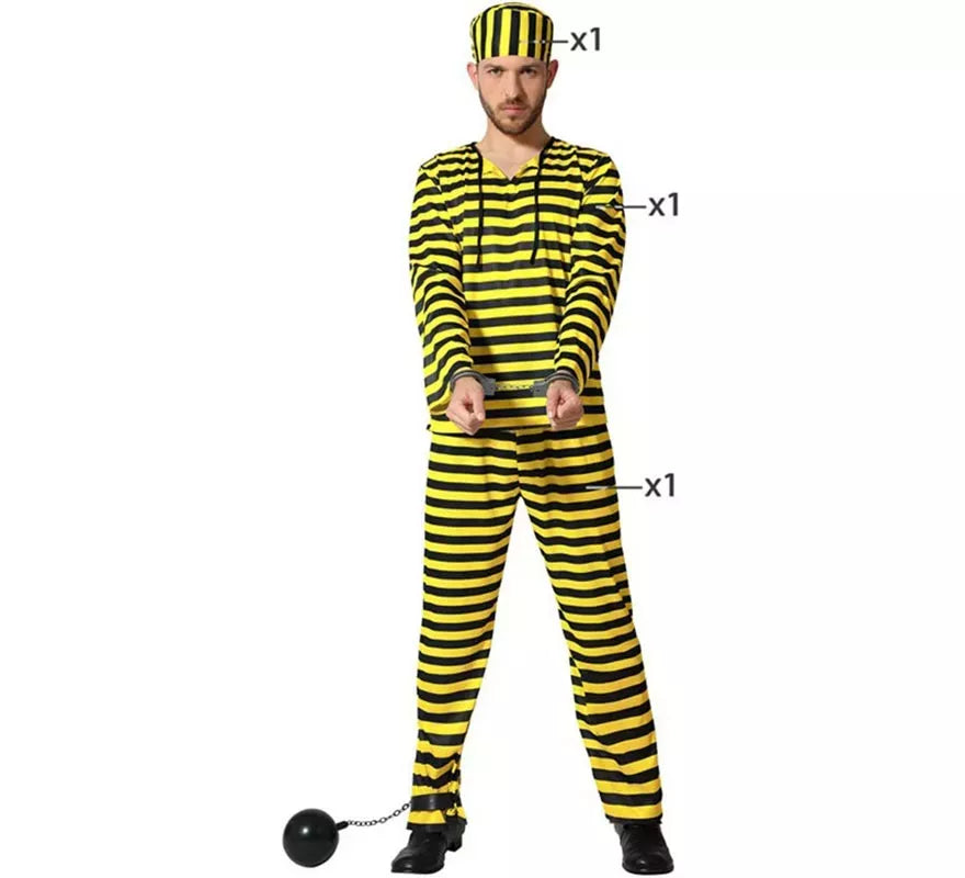 Translation missing: en.Disfraz de Preso amarillo a rayas para hombre