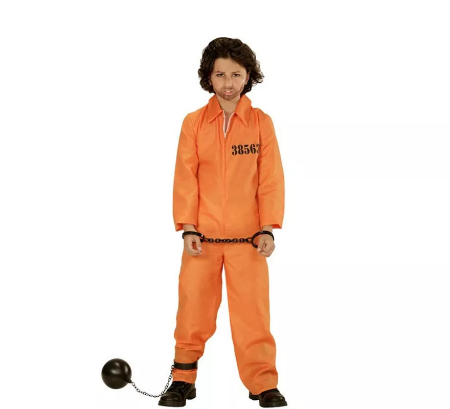 Translation missing: en.Disfraz de Preso con Identificación naranja para niño