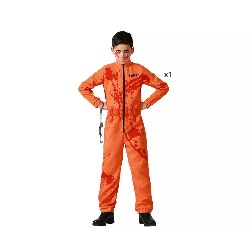 Disfraz de Preso Sangriento Naranja para niño