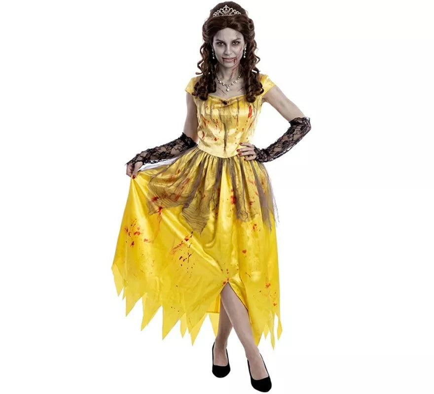 Disfraz de Princesa amarilla Zombie para mujer