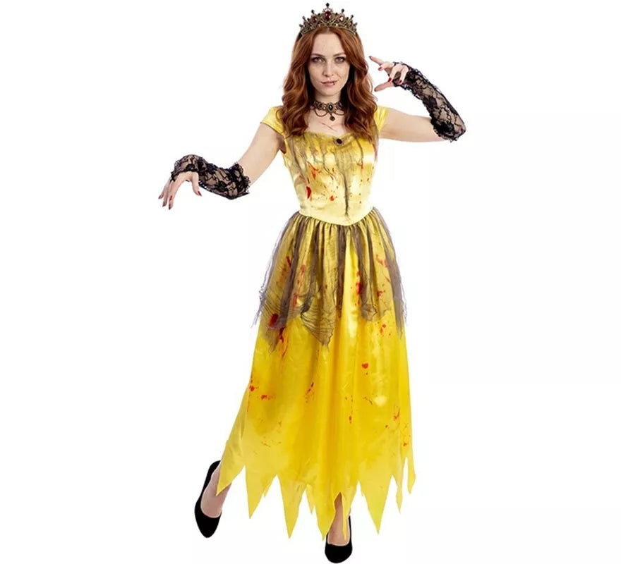 Disfraz de Princesa amarilla Zombie para mujer