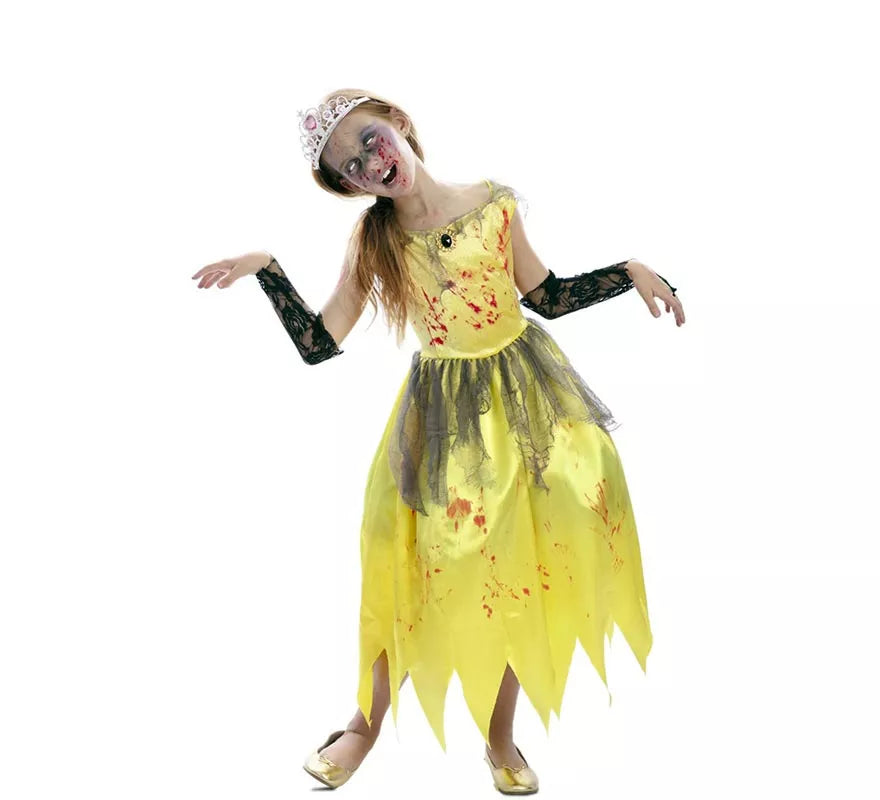 Translation missing: it.Disfraz de Princesa amarilla Zombie para niña
