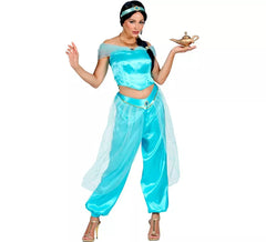 Fato de princesa árabe azul para mulher