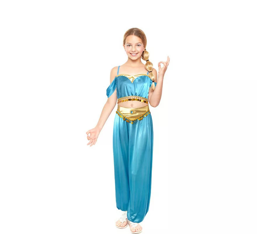 Disfraz de Princesa Árabe azul para niña
