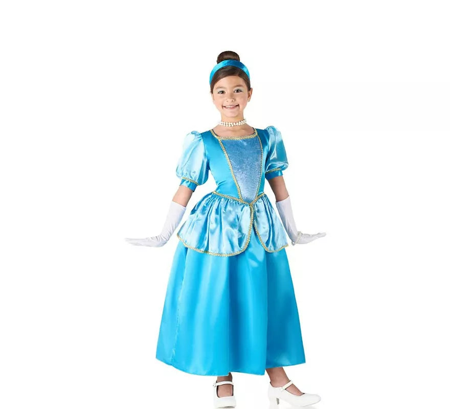 Disfraz de Princesa azul celeste de cuento para niña