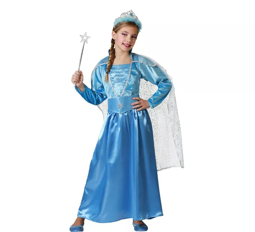 Disfraz de Princesa con capa azul para niña