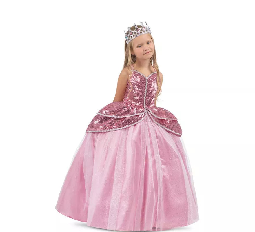 Disfraz de Princesa encantadora rosa con enagua para niña