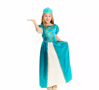 Disfraz de Princesa Medieval azul para niña