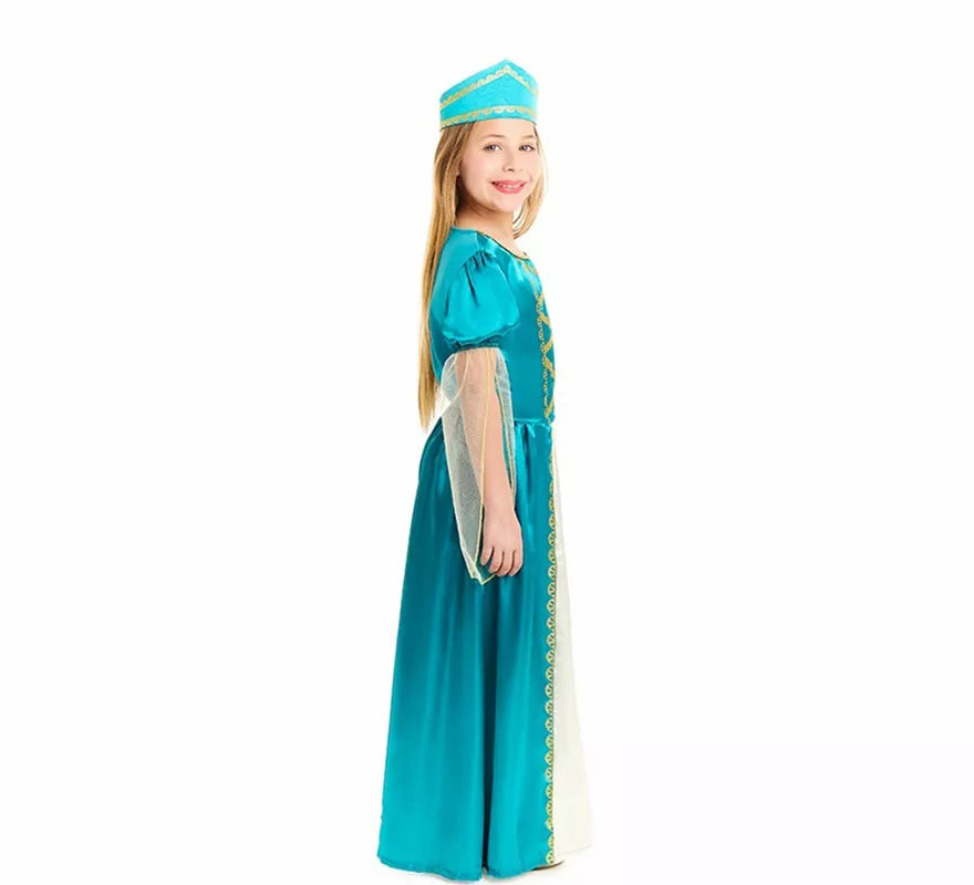 Disfraz de Princesa Medieval azul para niña