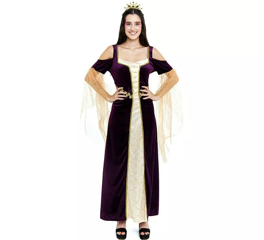 Translation missing: en.Disfraz de Princesa Medieval púrpura mangas largas para mujer