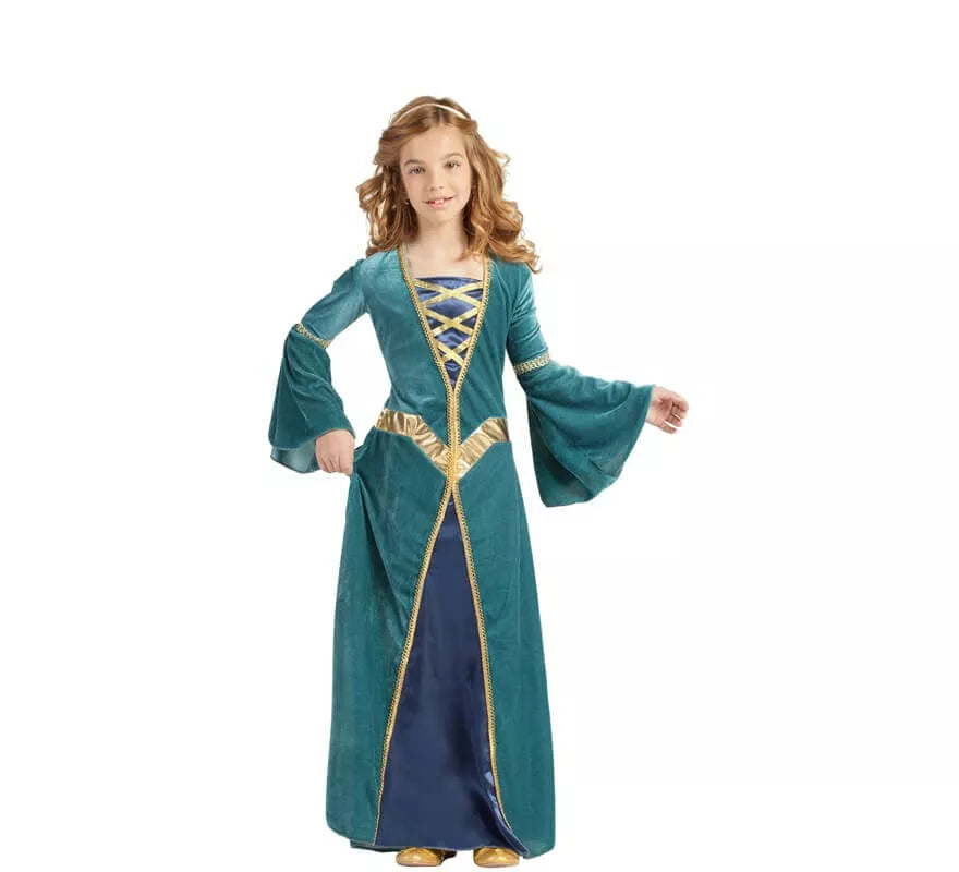 Translation missing: en.Disfraz de Princesa Medieval Verde para niña