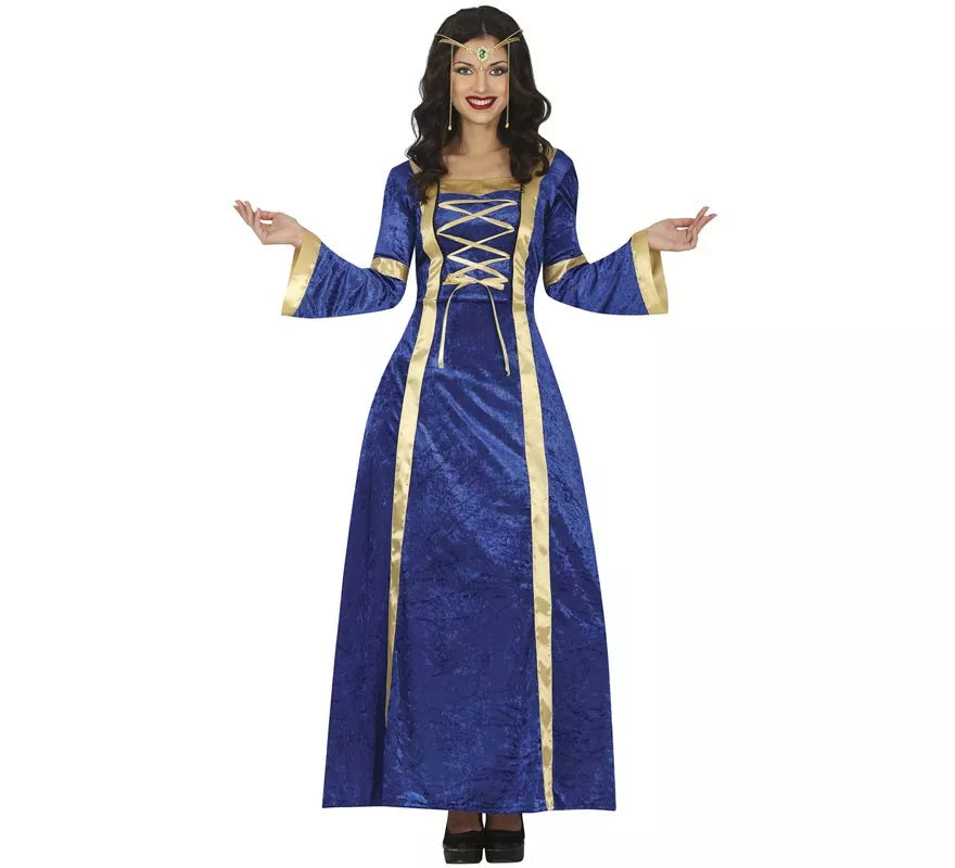Disfraz de Princesa o Noble Medieval azul para mujer