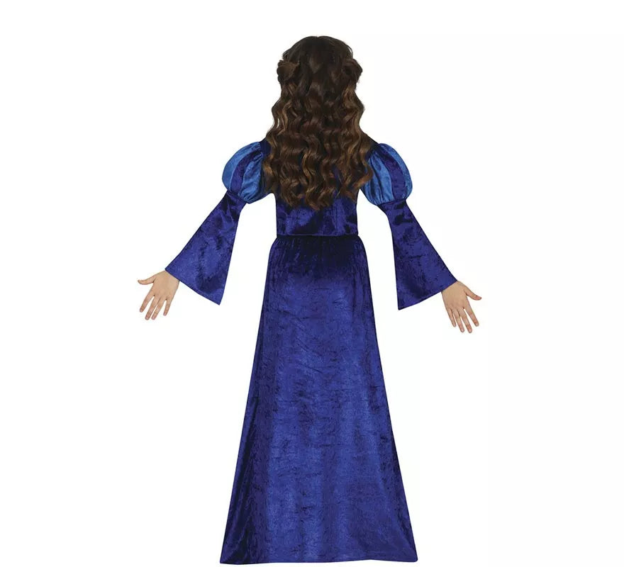 Disfraz de Princesa o Noble Medieval azul para niña