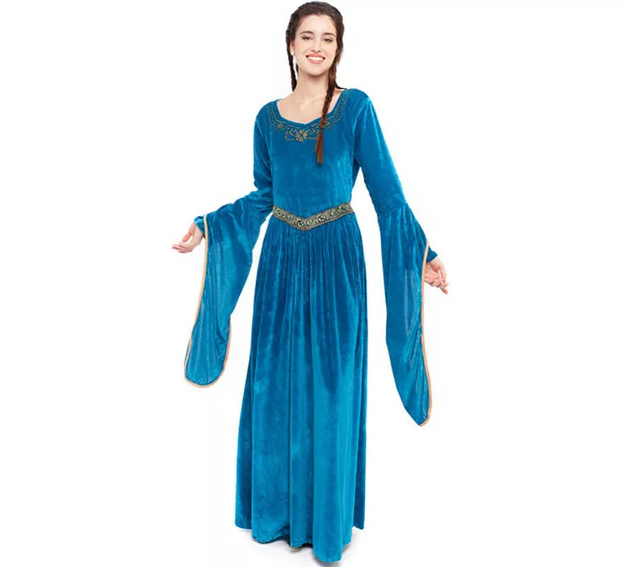 Disfraz de Princesa Vikinga o Medieval Azul para mujer