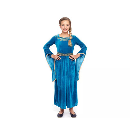 Disfraz de Princesa Vikinga o Medieval Azul para niña