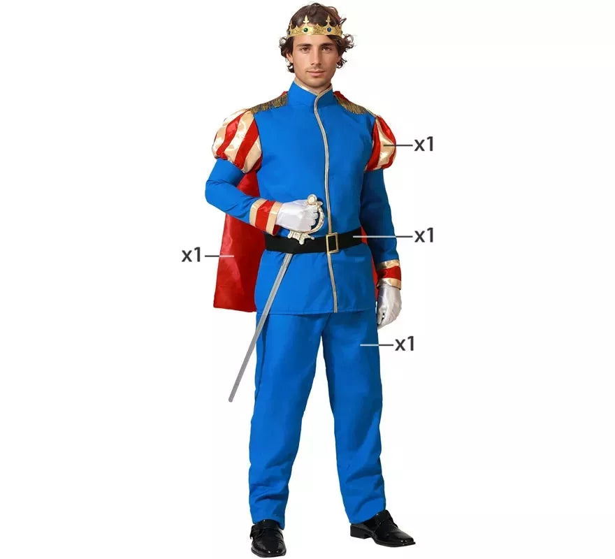 Disfraz de Príncipe azul con Capa para hombre
