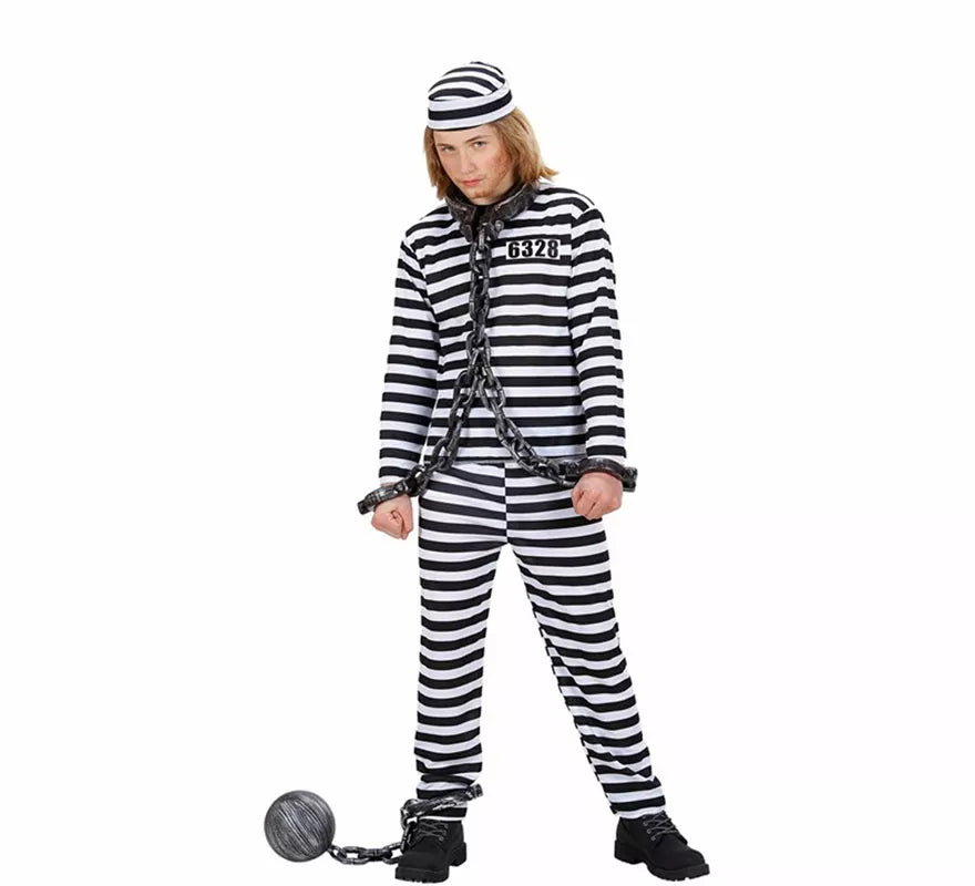 Disfraz de Prisionero a rayas blanco y negro para niño