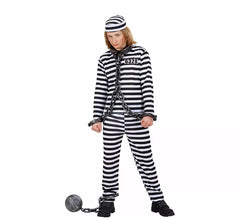Black and white striped prisoner costume for boys
