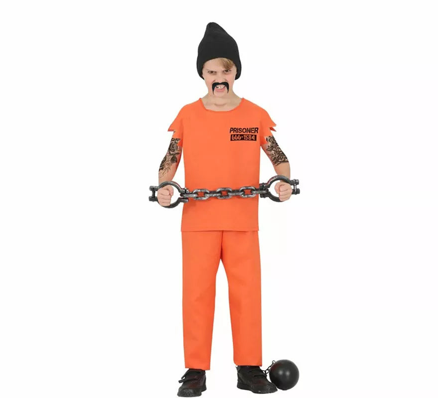 Translation missing: en.Disfraz de Prisionero naranja con Gorro para niño