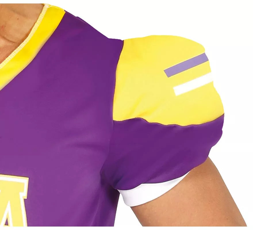 Disfraz de Quarterback USA morado y amarillo para hombre