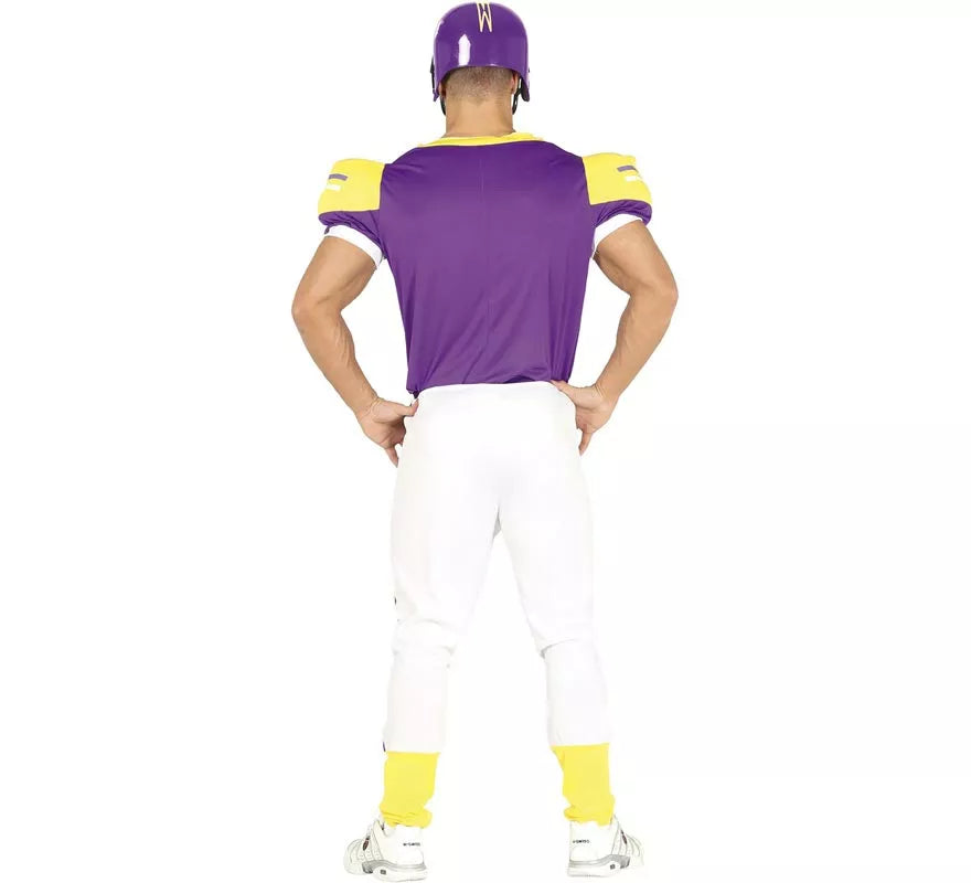 Translation missing: en.Disfraz de Quarterback USA morado y amarillo para hombre