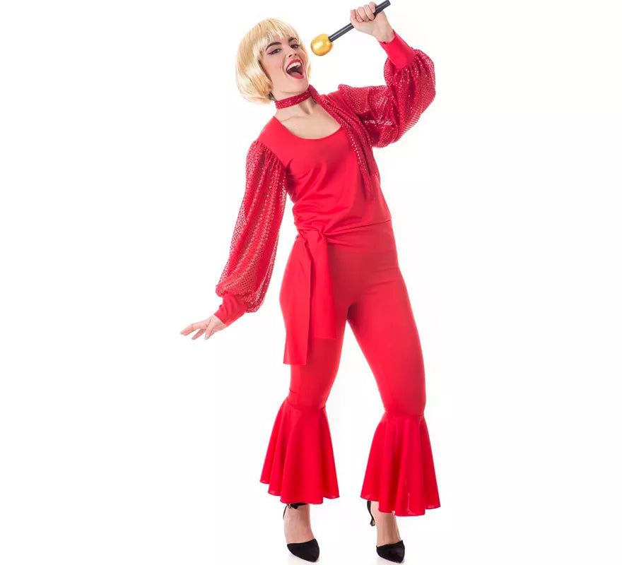 Translation missing: en.Disfraz de Raffaella Carrà rojo para adultos
