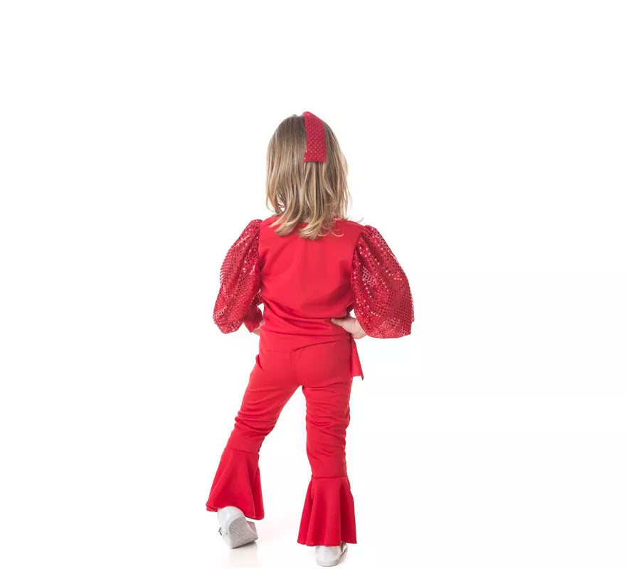 Translation missing: en.Disfraz de Raffaella Carrà rojo para niña