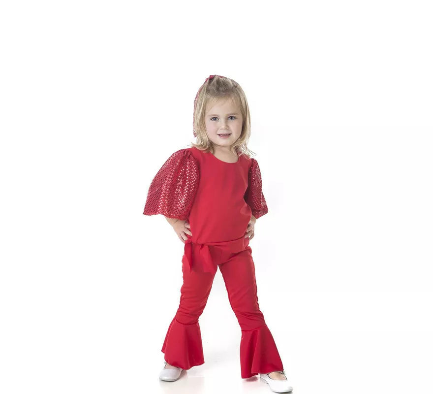 Disfraz de Raffaella Carrà rojo para niña
