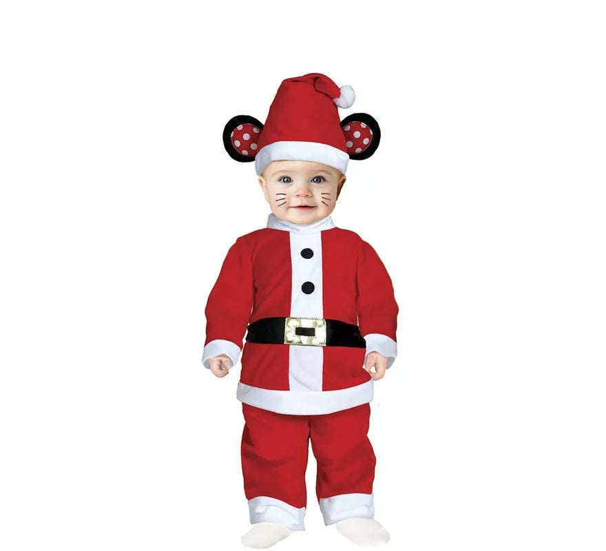 Disfraz de Ratoncito Papá Noel con cinturón para bebé
