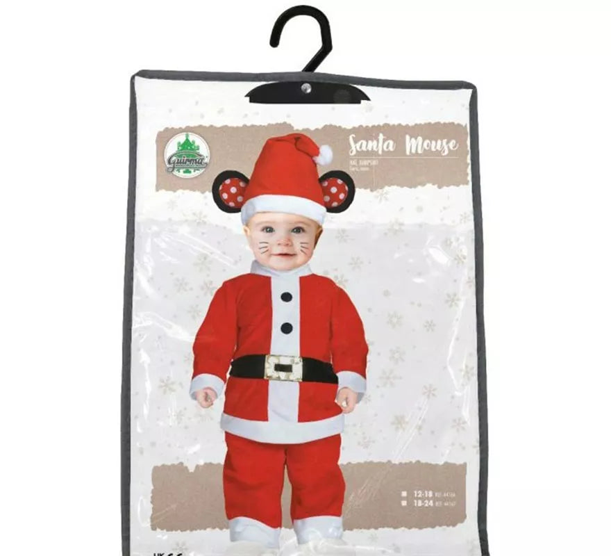 Disfraz de Ratoncito Papá Noel con cinturón para bebé