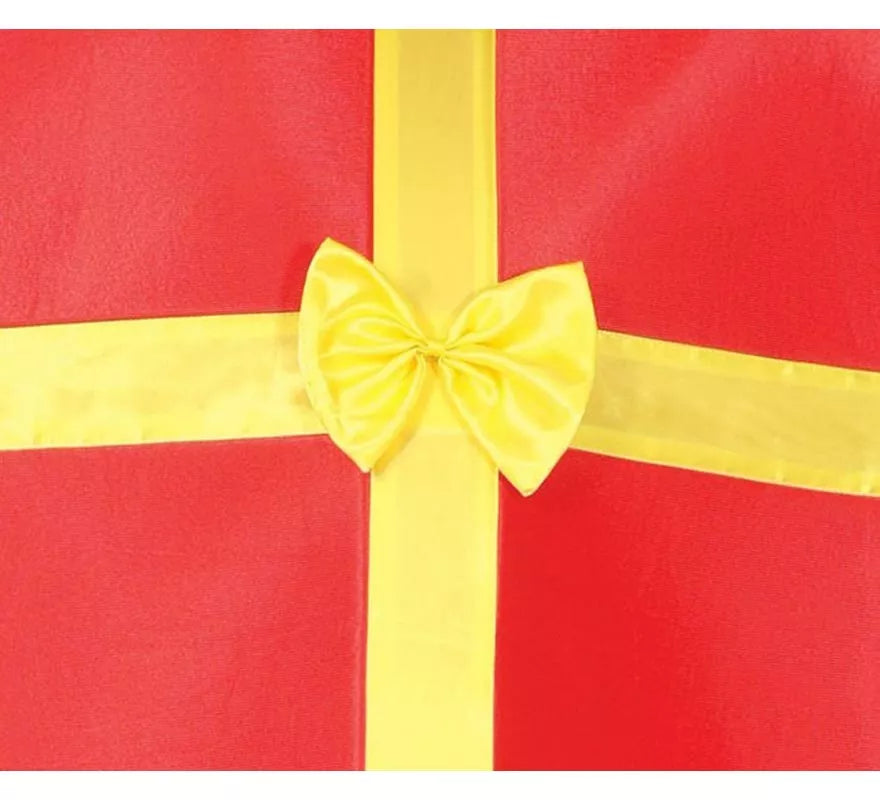 Disfraz de Regalo rojo con cinta dorado para adulto