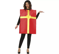 Red Gift Costume with Gold Ribbon for Adults