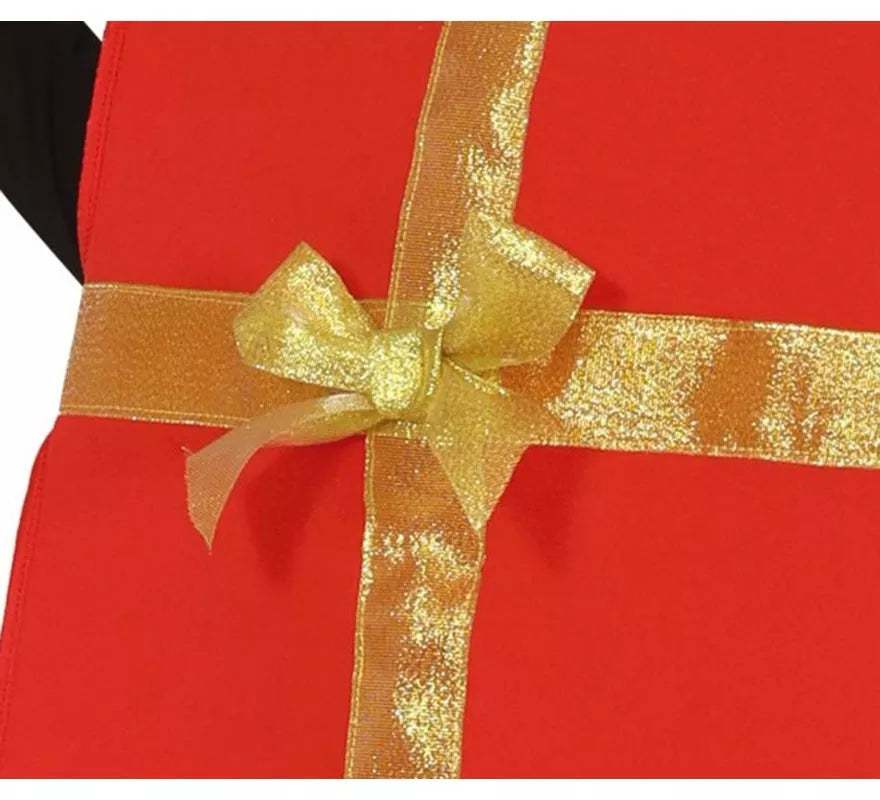 Disfraz de Regalo rojo con cinta dorado para niños