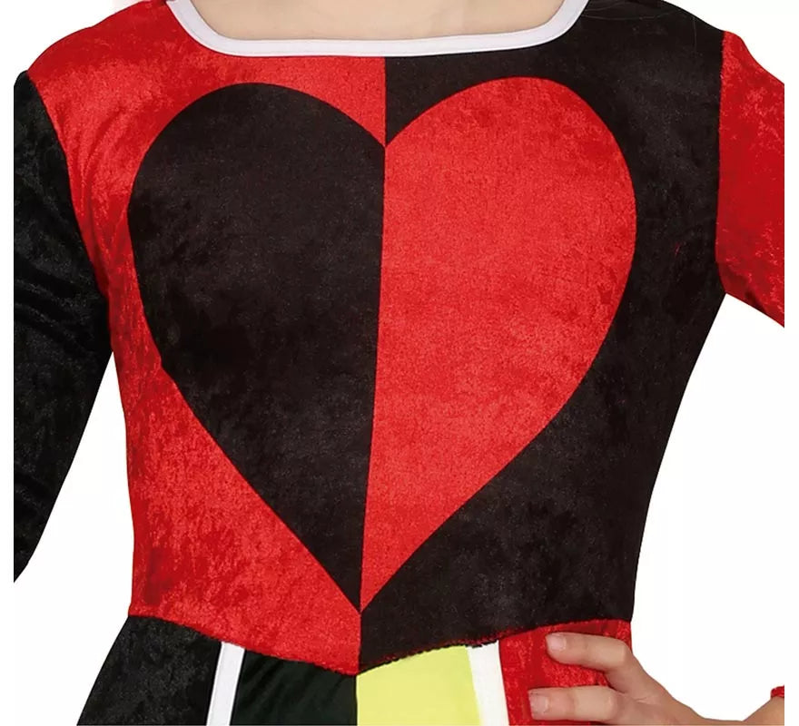 Disfraz de Reina de Corazones rojo para niña