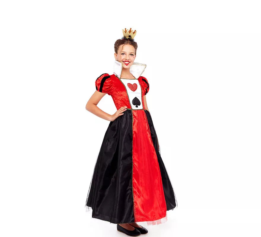 Disfraz de Reina de Corazones Rojo y Negro para niña