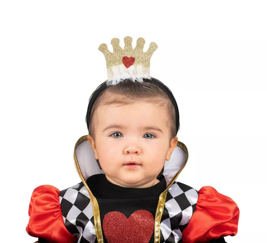 Disfraz de Reina de Corazones rojos con diadema para bebé y niña