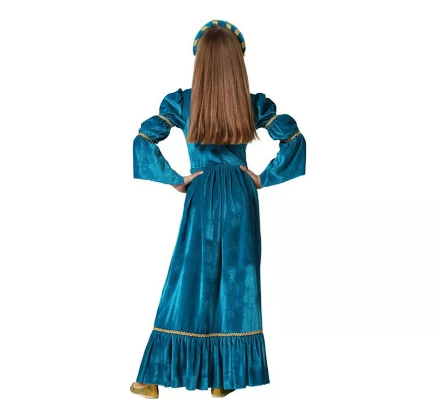 Translation missing: en.Disfraz de Reina Medieval azul para niña