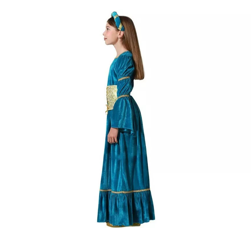 Translation missing: en.Disfraz de Reina Medieval azul para niña
