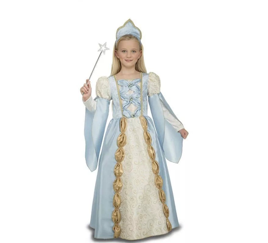 Translation missing: en.Disfraz de Reina Medieval Azul para niña