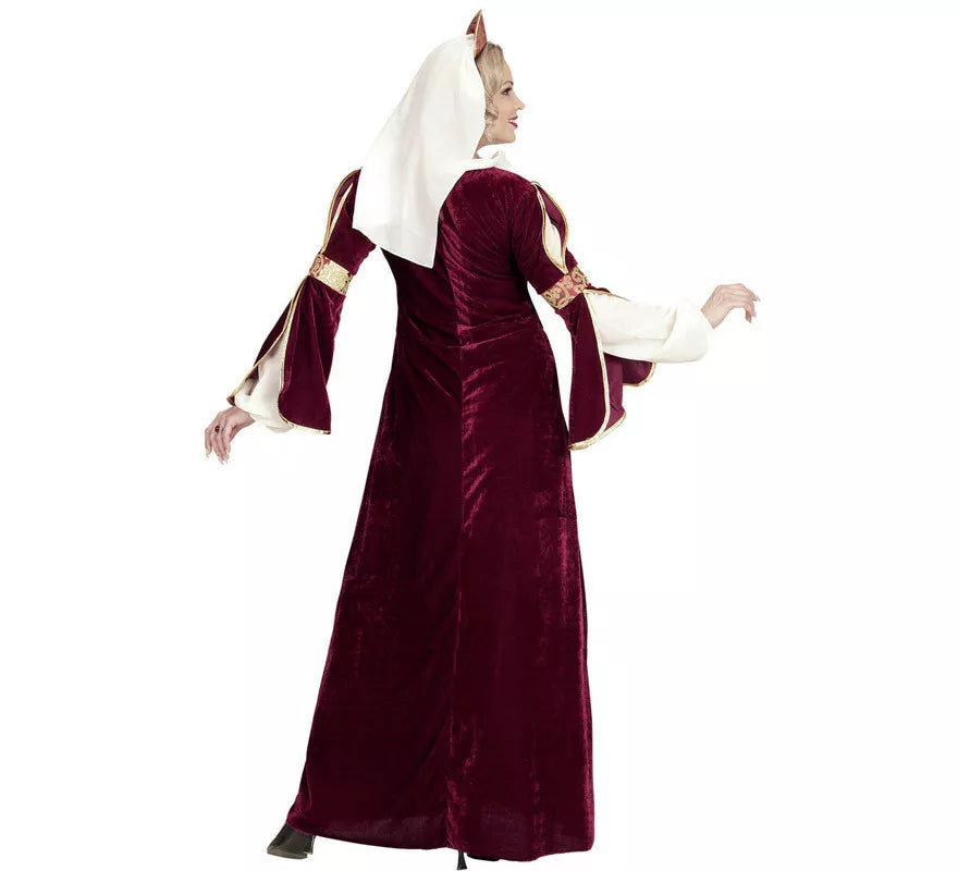 Disfraz de Reina Medieval Burdeos para mujer