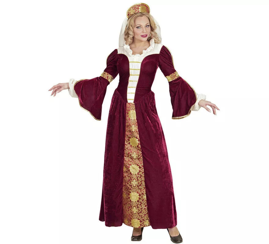 Disfraz de Reina Medieval Burdeos para mujer