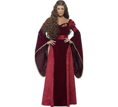 Burgundy Medieval Queen Costume for Women
