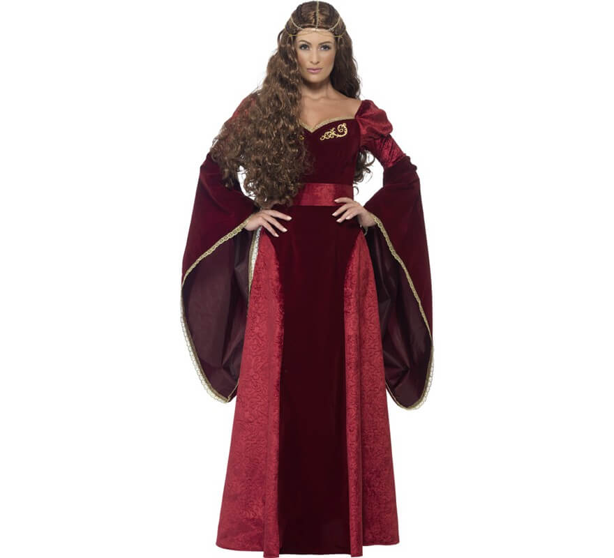 Translation missing: en.Disfraz de Reina Medieval Burdeos para mujer
