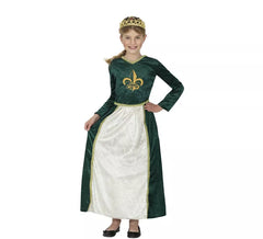 Costume da regina medievale verde per bambine