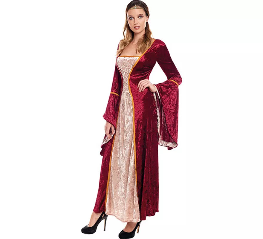 Disfraz de Reina Medieval Vinotinto para mujer