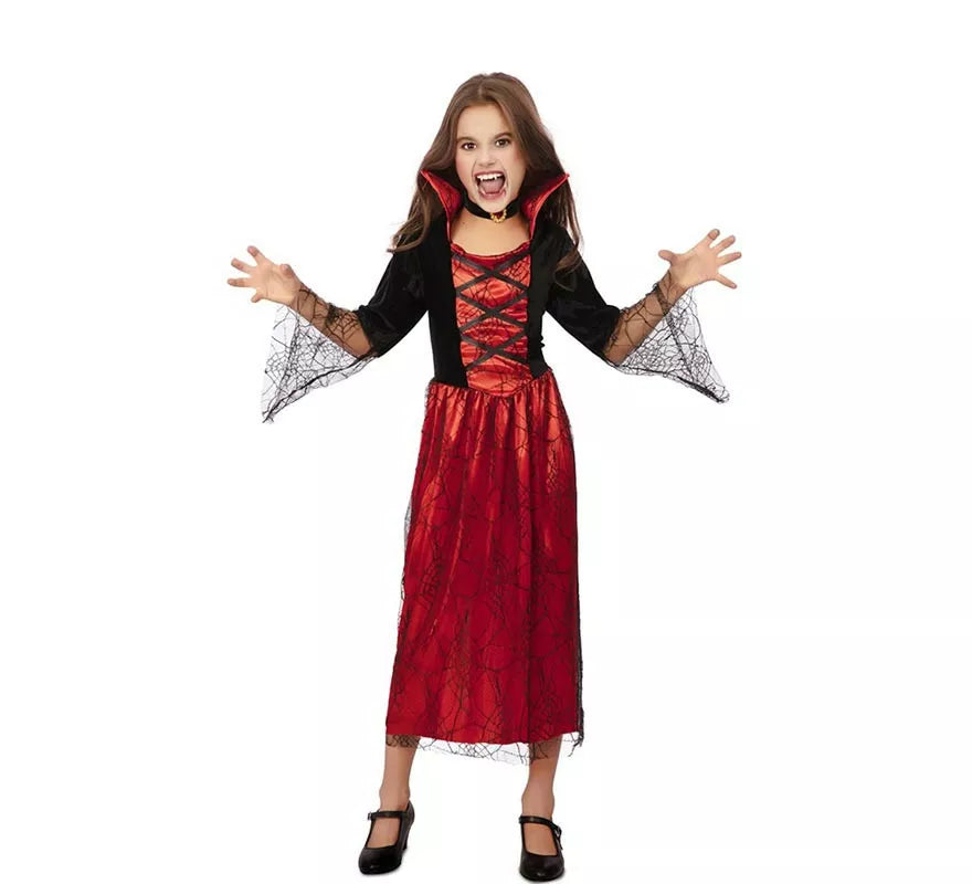 Translation missing: en.Disfraz de Reina Vampira antigua rojo para niña