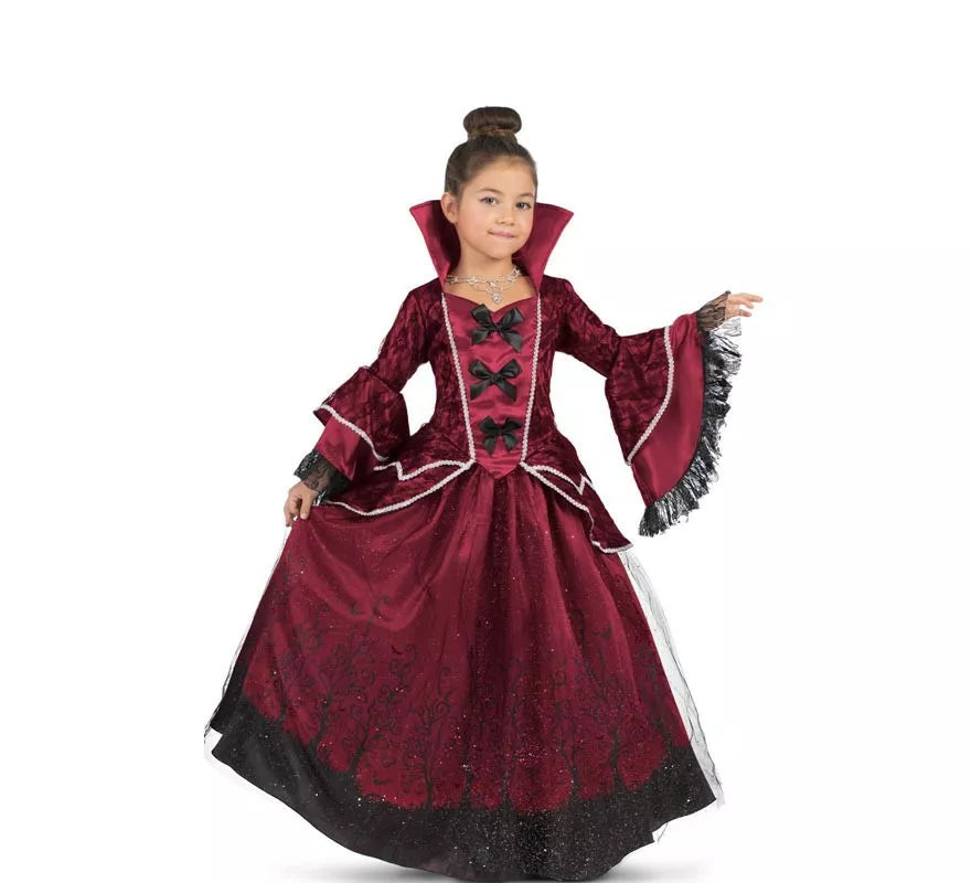 Translation missing: en.Disfraz de Reina Vampiresa burdeos con enagua para niña