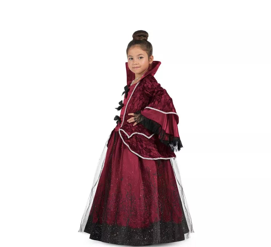 Translation missing: en.Disfraz de Reina Vampiresa burdeos con enagua para niña