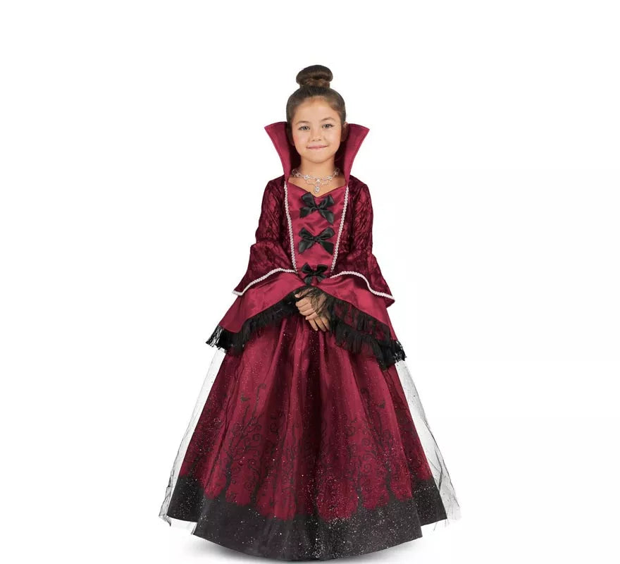 Translation missing: en.Disfraz de Reina Vampiresa burdeos con enagua para niña