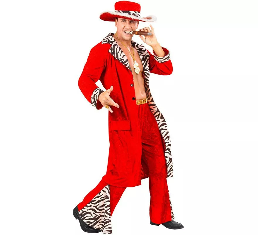 Translation missing: en.Disfraz de Rey de los Chulos rojo de terciopelo para hombre